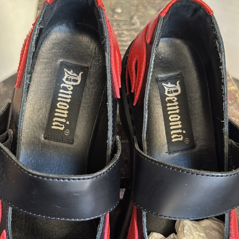 Demonia Women's Black and Red Flame Footwear. 8 - Picture 7 of 8